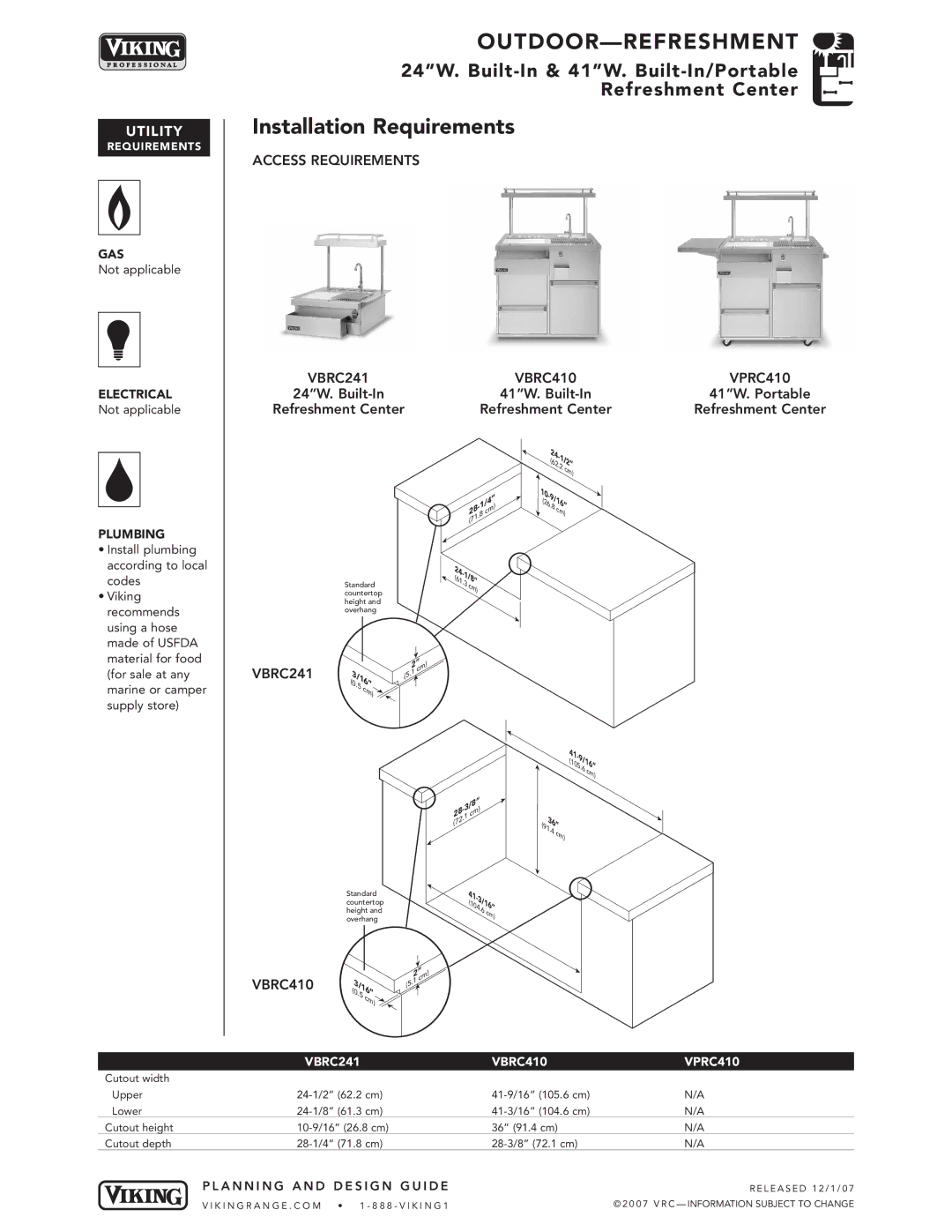 Viking VGBQ3002T1NSS manual Access Requirements 