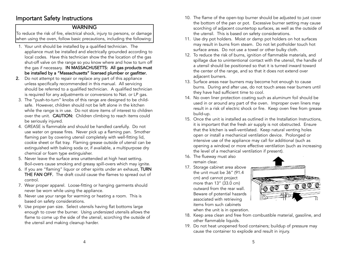 Viking VGRC3656BDSS, VGRC485, VGRC3656MJBR, VGRC3656BSBR, VGRC3656BDWH, VGRC3656BBBR, VGIC536 Important Safety Instructions 