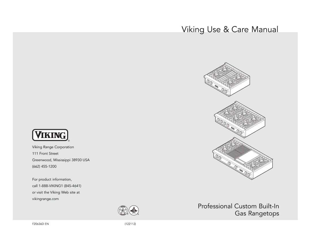 Viking VGRT548-6GSS manual Viking Use & Care Manual 