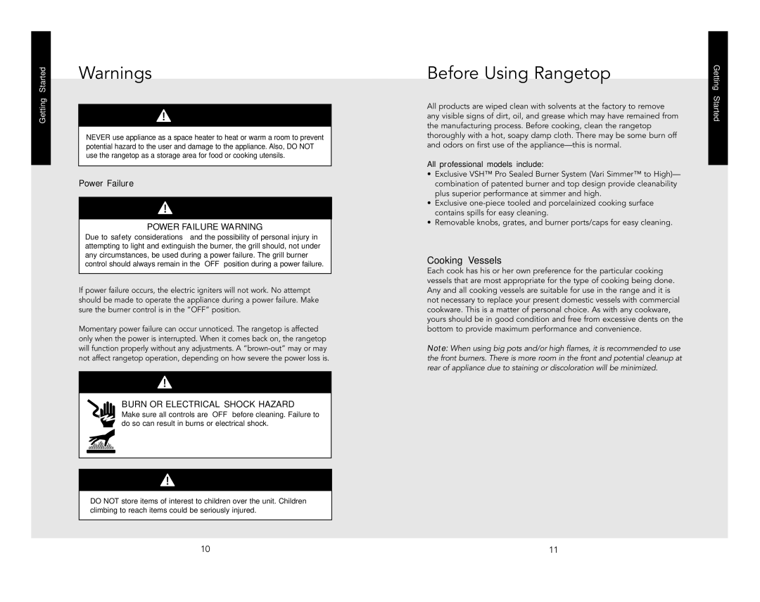 Viking VGRT548-6GSS manual Before Using Rangetop, Cooking Vessels 