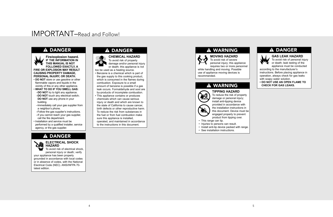 Viking VGSC manual Electrical Shock Hazard 