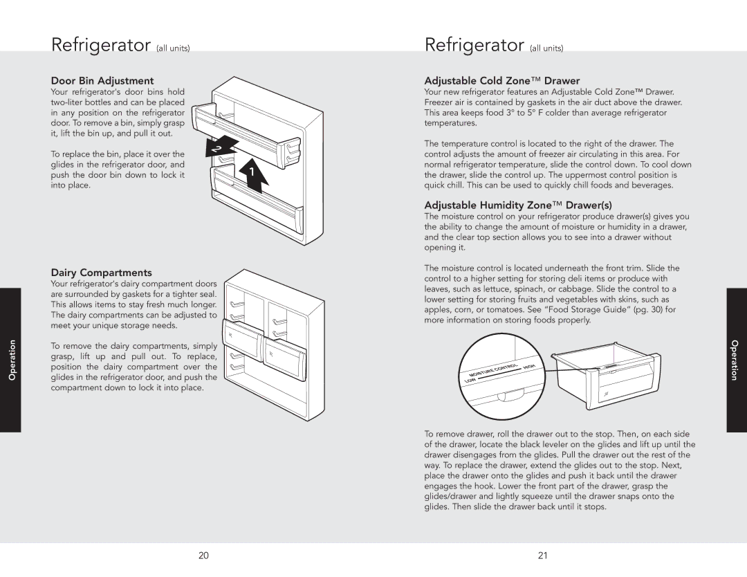 Viking DFFB536R Door Bin Adjustment, Adjustable Cold Zone Drawer, Dairy Compartments, Adjustable Humidity Zone Drawers 