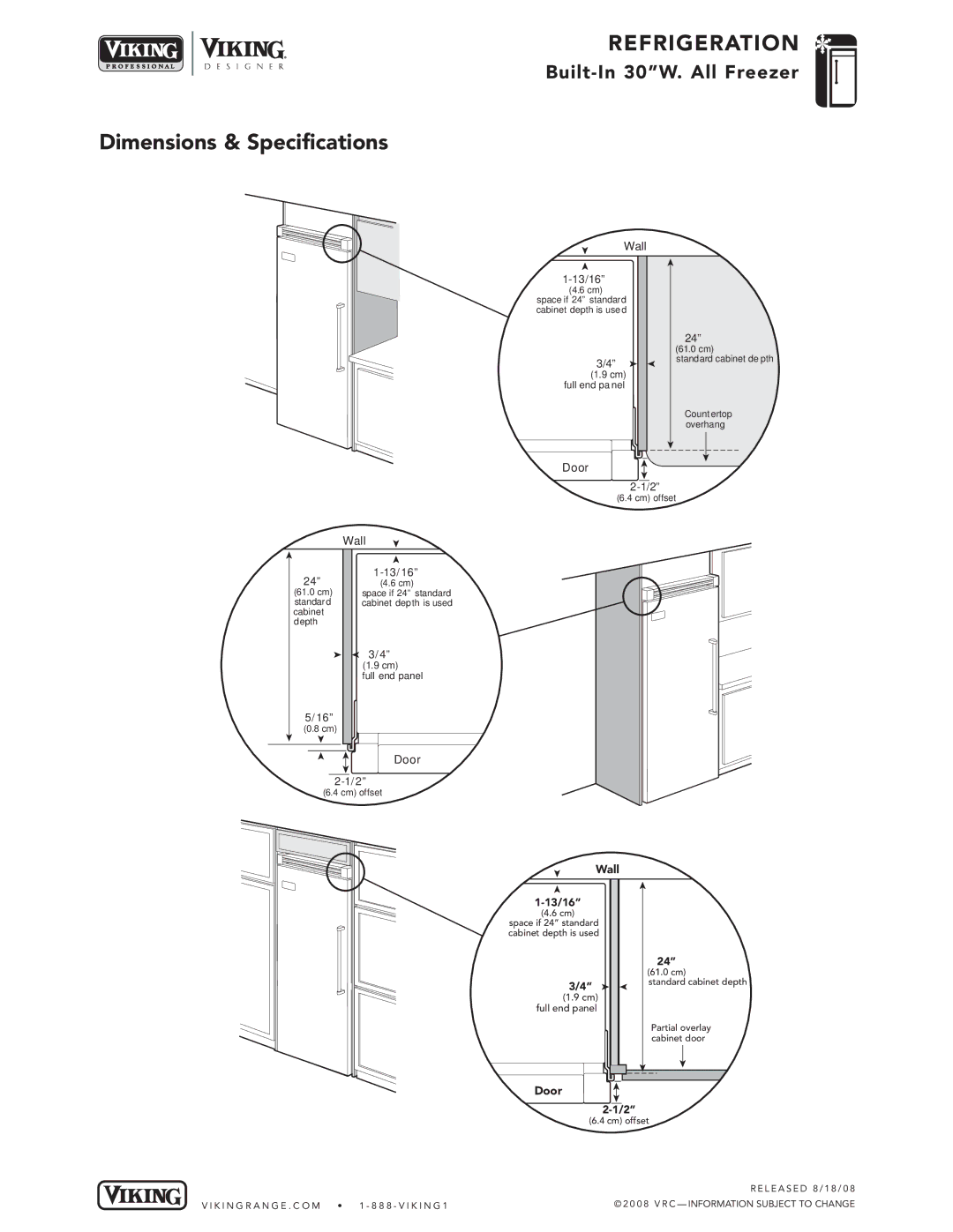 Viking DDFB304, VIFB304, VCFB304 specifications Clearance DIMENSIONS-PROFESSIONAL, TOP View 