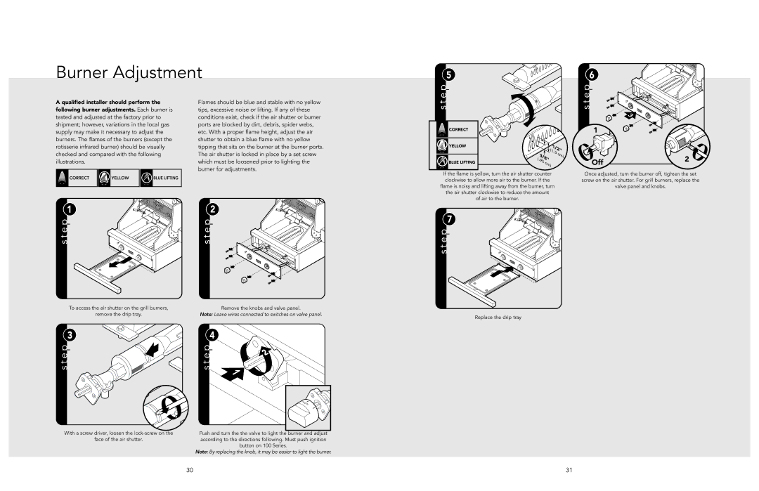 Viking viking manual Burner Adjustment, Off2 