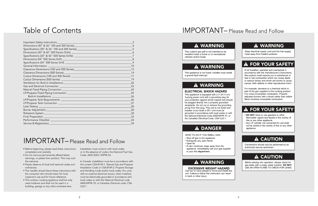 Viking viking manual Table of Contents 