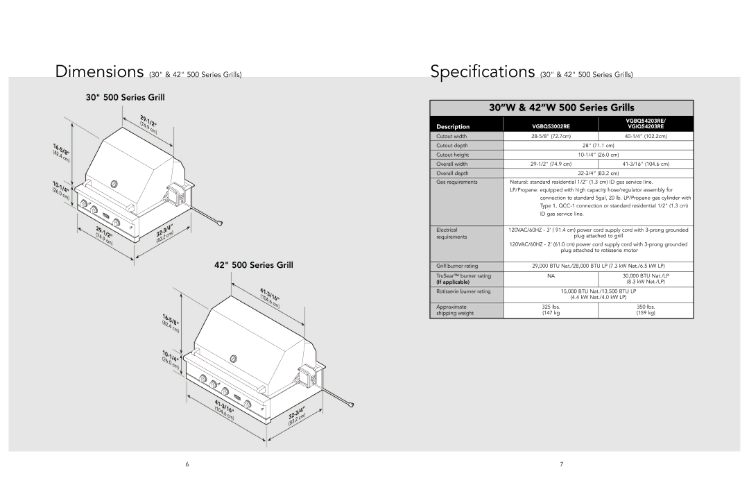 Viking viking manual 30W & 42W 500 Series Grills 