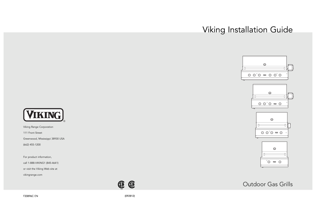 Viking viking manual Viking Installation Guide, Outdoor Gas Grills 