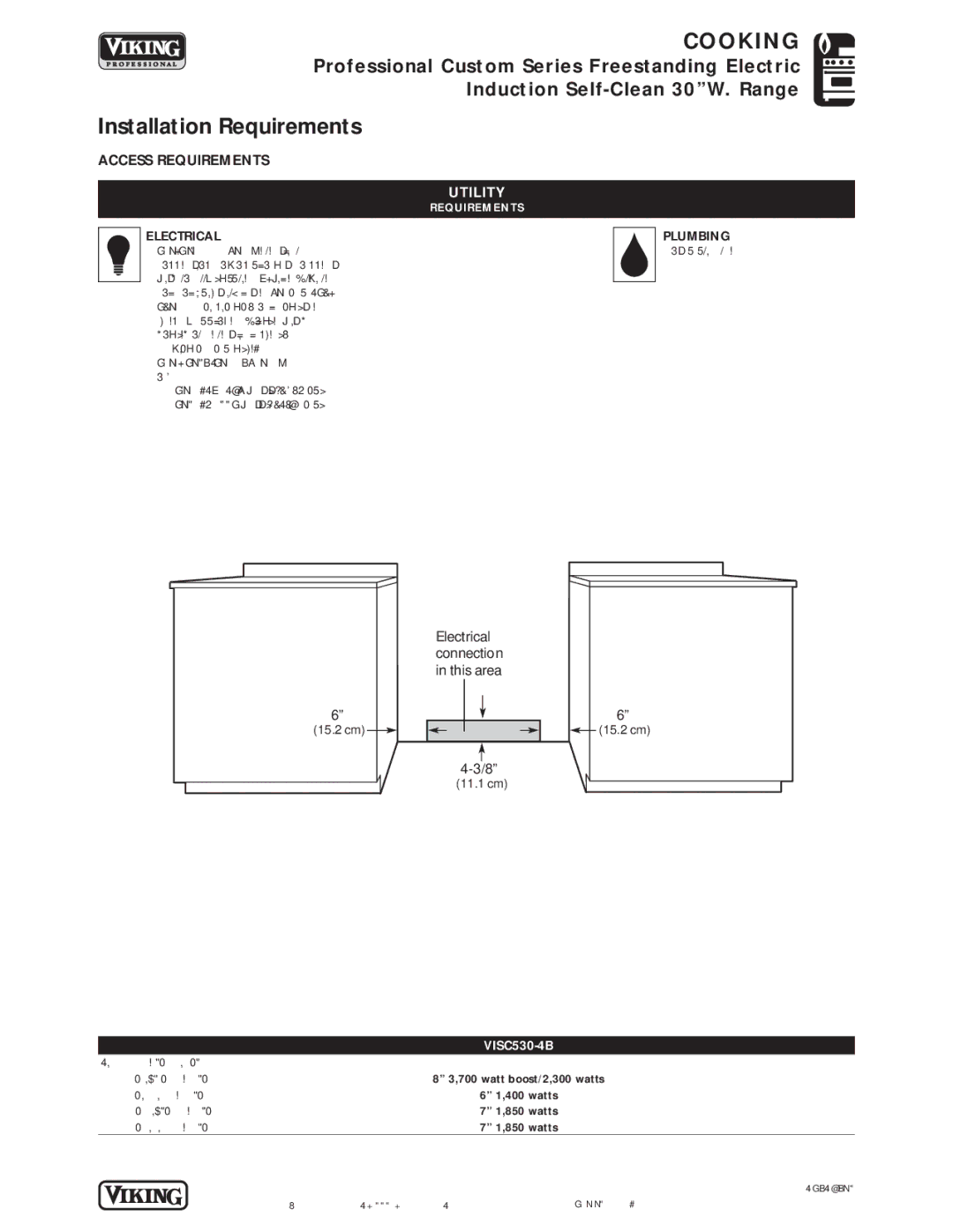 Viking VISC530-4B manual Installation Requirements, Utility 