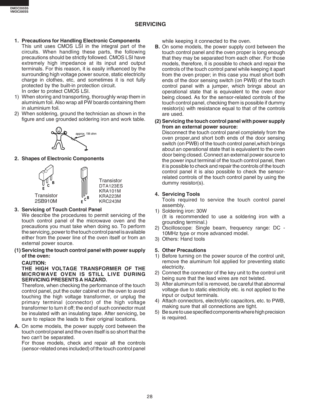 Viking VMOC205SS, DMOC205SS service manual Servicing 