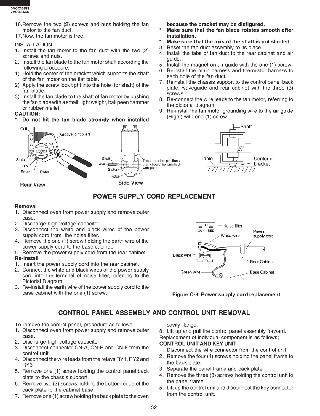 Viking VMOC205SS Power Supply Cord Replacement, Control Panel Assembly and Control Unit Removal, Control Unit and KEY Unit 