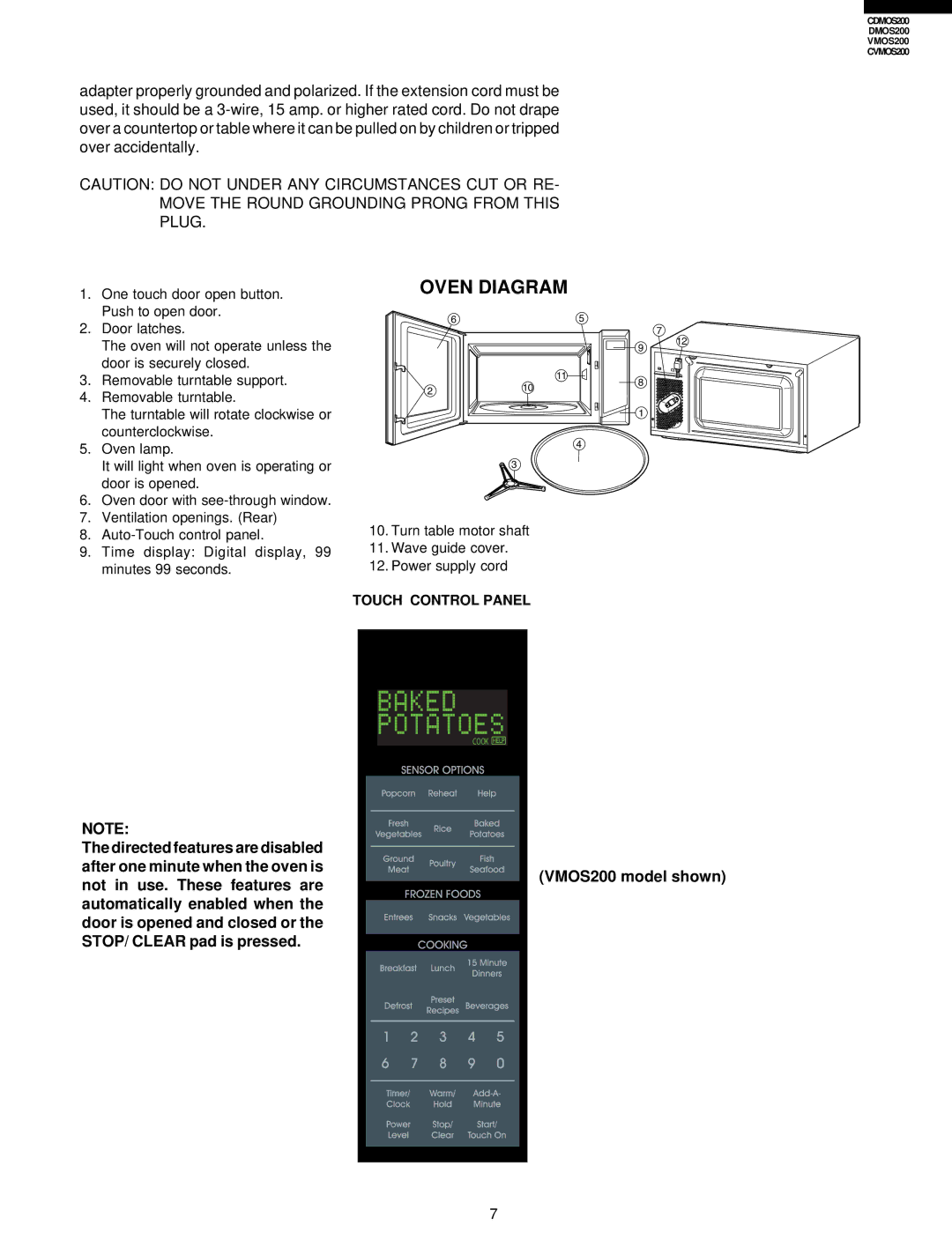 Viking CDMOS200, CVMOS200 service manual Oven Diagram, Move the Round Grounding Prong from this Plug, VMOS200 model shown 