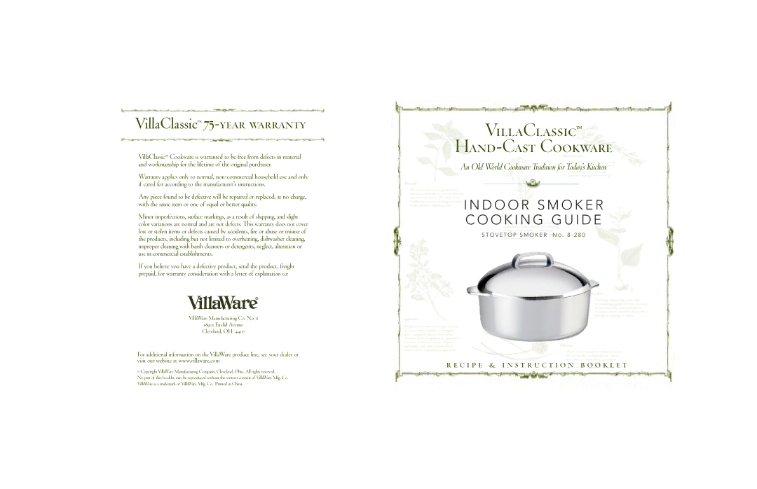 Villaware 8-280 warranty VillaClassic Hand-Cast Cookware 