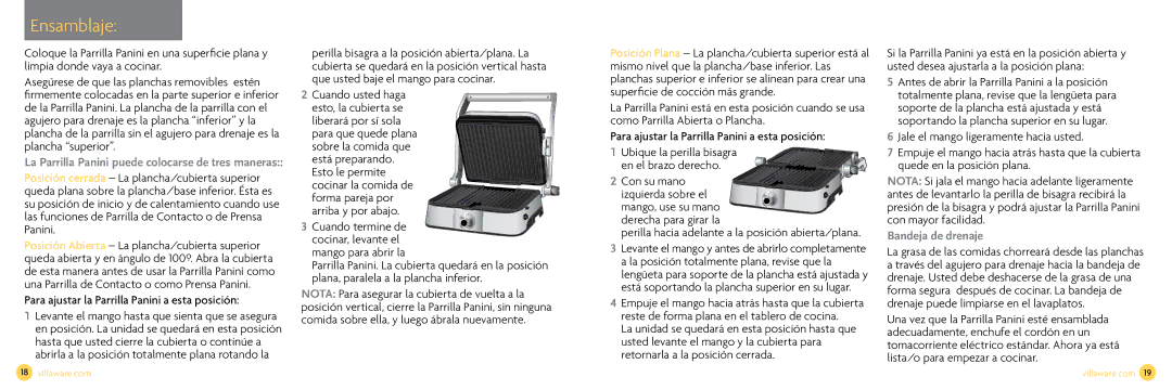 Villaware NDVLPAPFS1 owner manual Ensamblaje, Bandeja de drenaje 