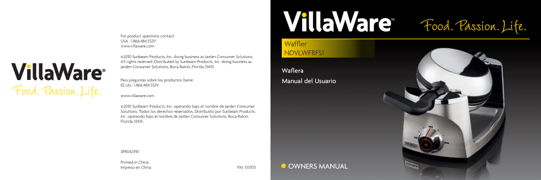 Villaware NDVLWFBFS1 owner manual 