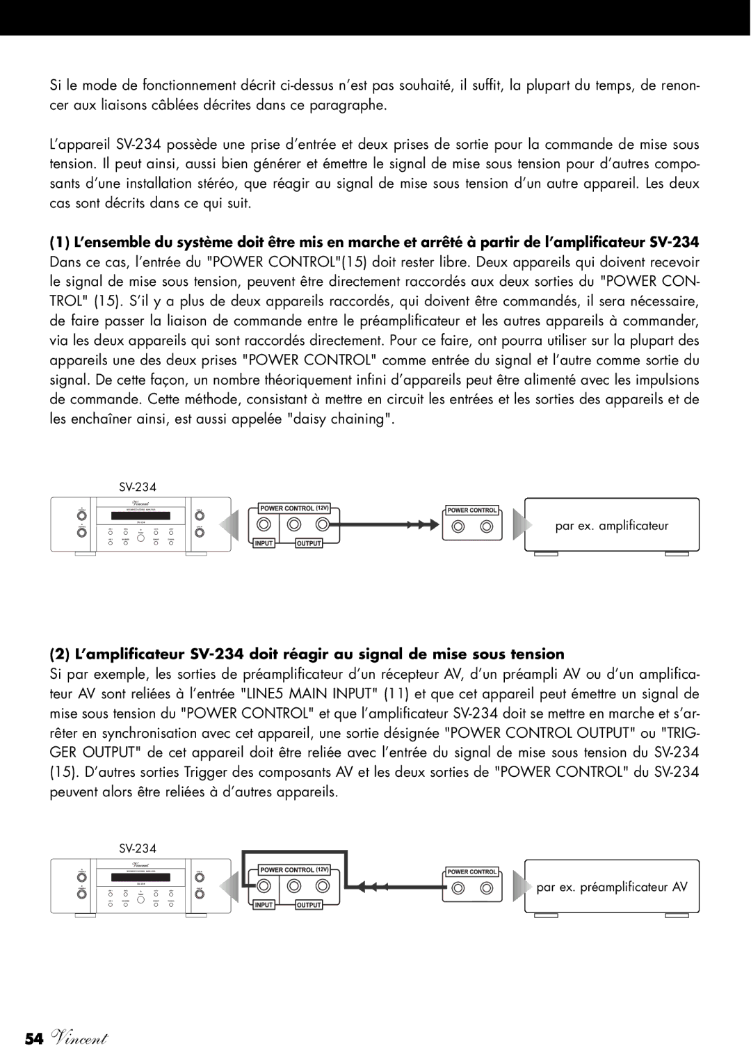 Vincent Audio manuel dutilisation SV-234 Par ex. amplificateur 