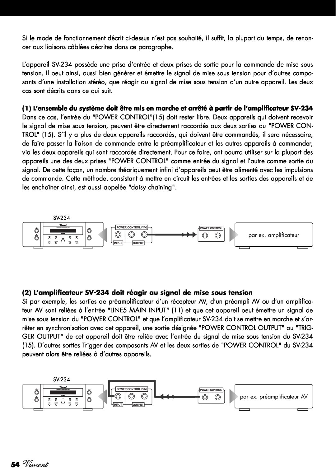 Vincent Audio manuel dutilisation 54Vincent, SV-234 par ex. amplificateur, SV-234 par ex. préamplificateur AV 