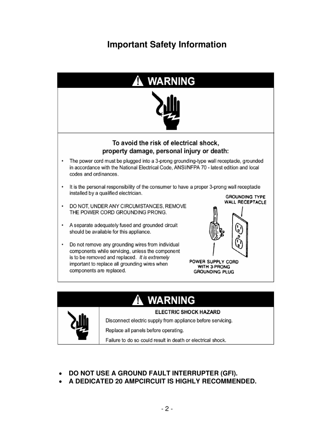 Vinotemp WM 2500SSH, 8500SSH, WM 6500SSH, 4500SSH manual Important Safety Information 