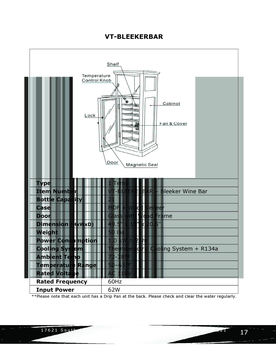 Vinotemp Portofino owner manual Vt-Bleekerbar 