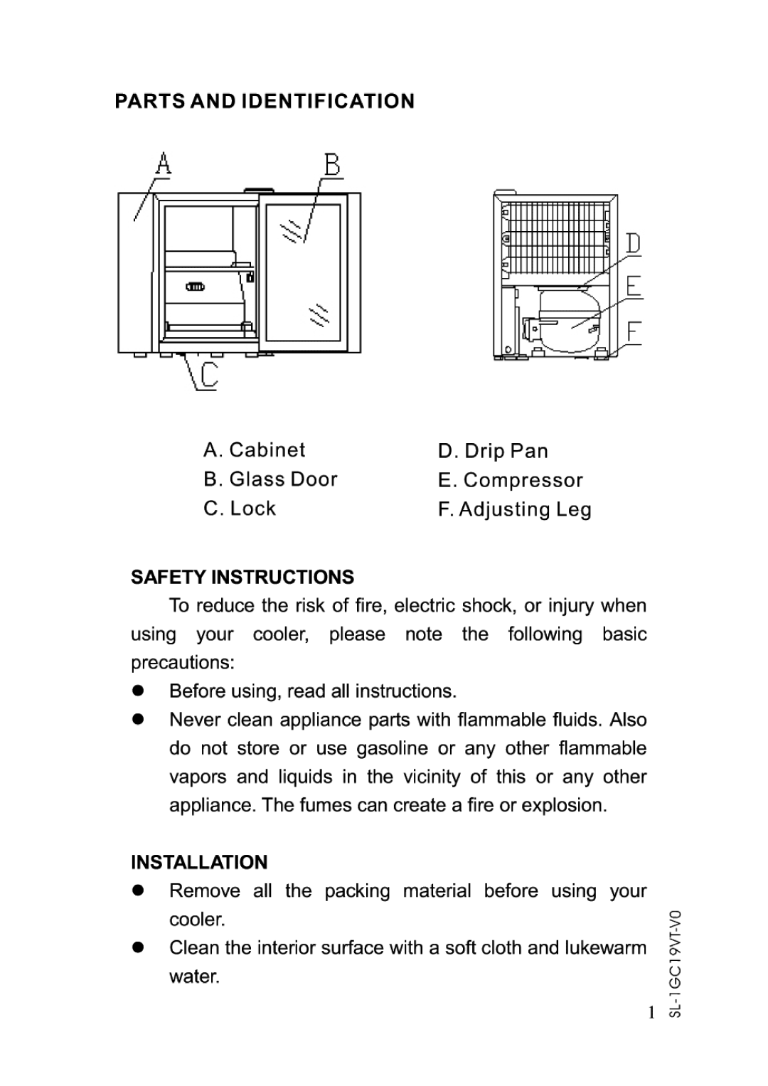 Vinotemp SC-1 manual 