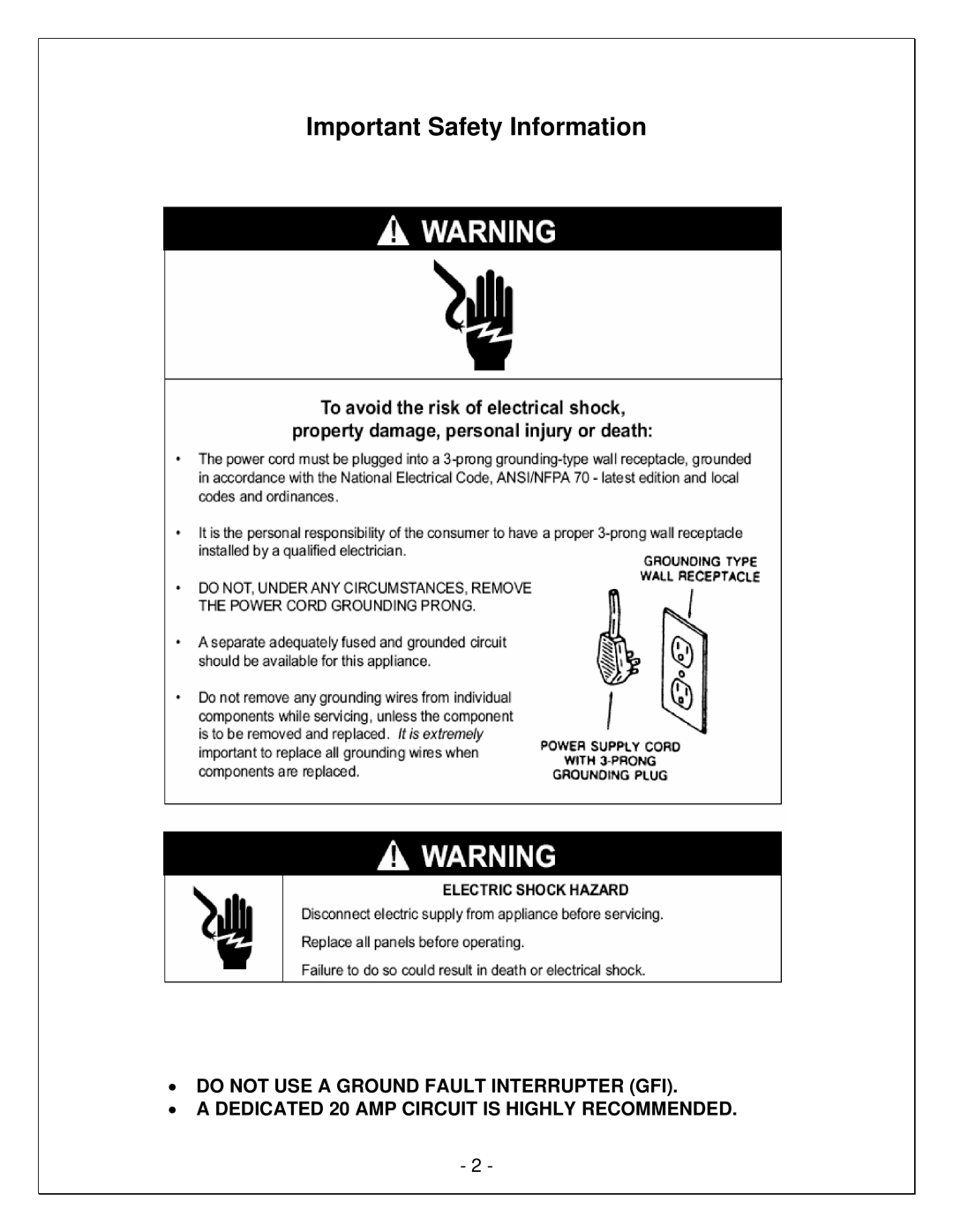 Vinotemp WM-45SFCL, VINO-6500SSL, VINO-4500SSL, WM-65SFCL, WM-150SCU, WM-250SCU, WM-25SFCL manual Important Safety Information 