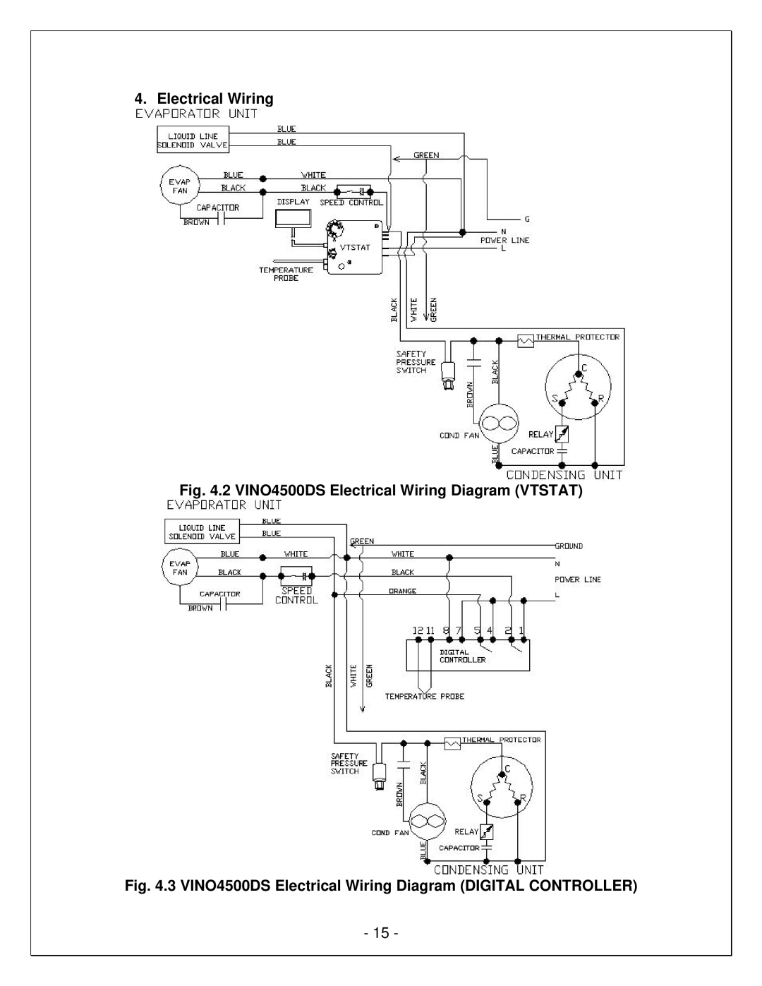 Vinotemp VINO8500DS VINO4500DS Electrical Wiring Diagram Vtstat, VINO4500DS Electrical Wiring Diagram Digital Controller 