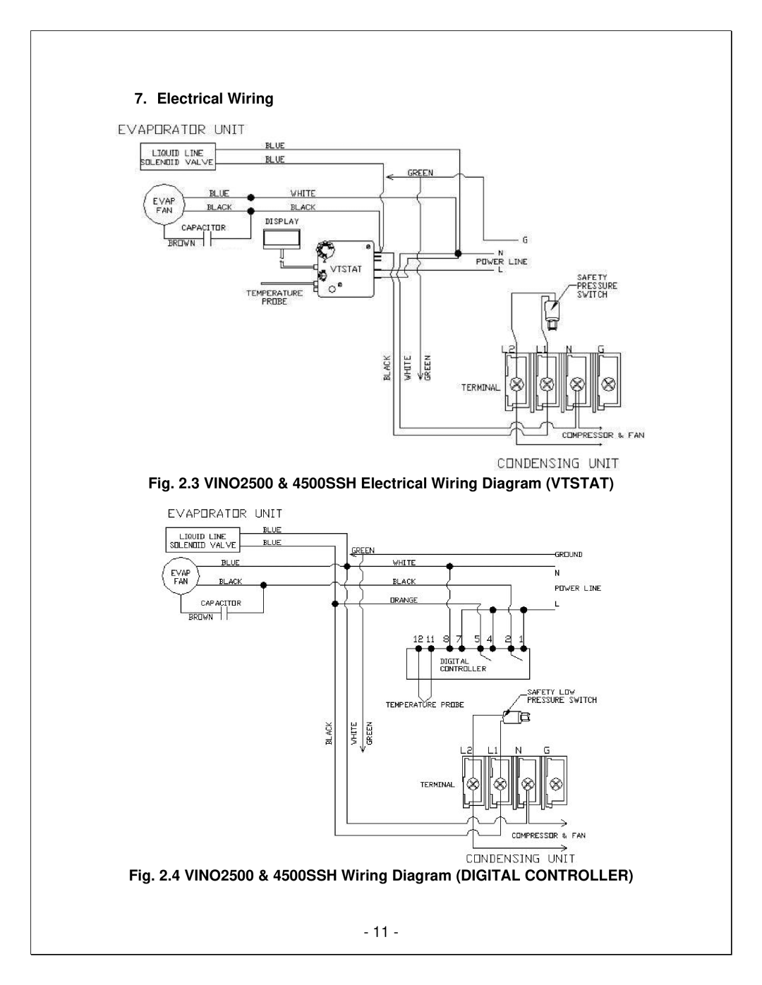 Vinotemp WM-85SFCH, VINO6500SSH, VINO4500SSH, VINO8500SSH, WM-850SCU manual VINO2500 & 4500SSH Electrical Wiring Diagram Vtstat 