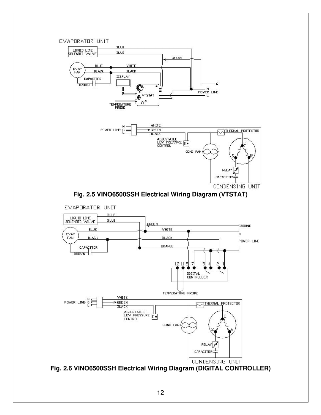 Vinotemp WM-850SCU, VINO4500SSH, VINO8500SSH, WM-85SFCH, WM-65SFCH, WM-45SFCH VINO6500SSH Electrical Wiring Diagram Vtstat 