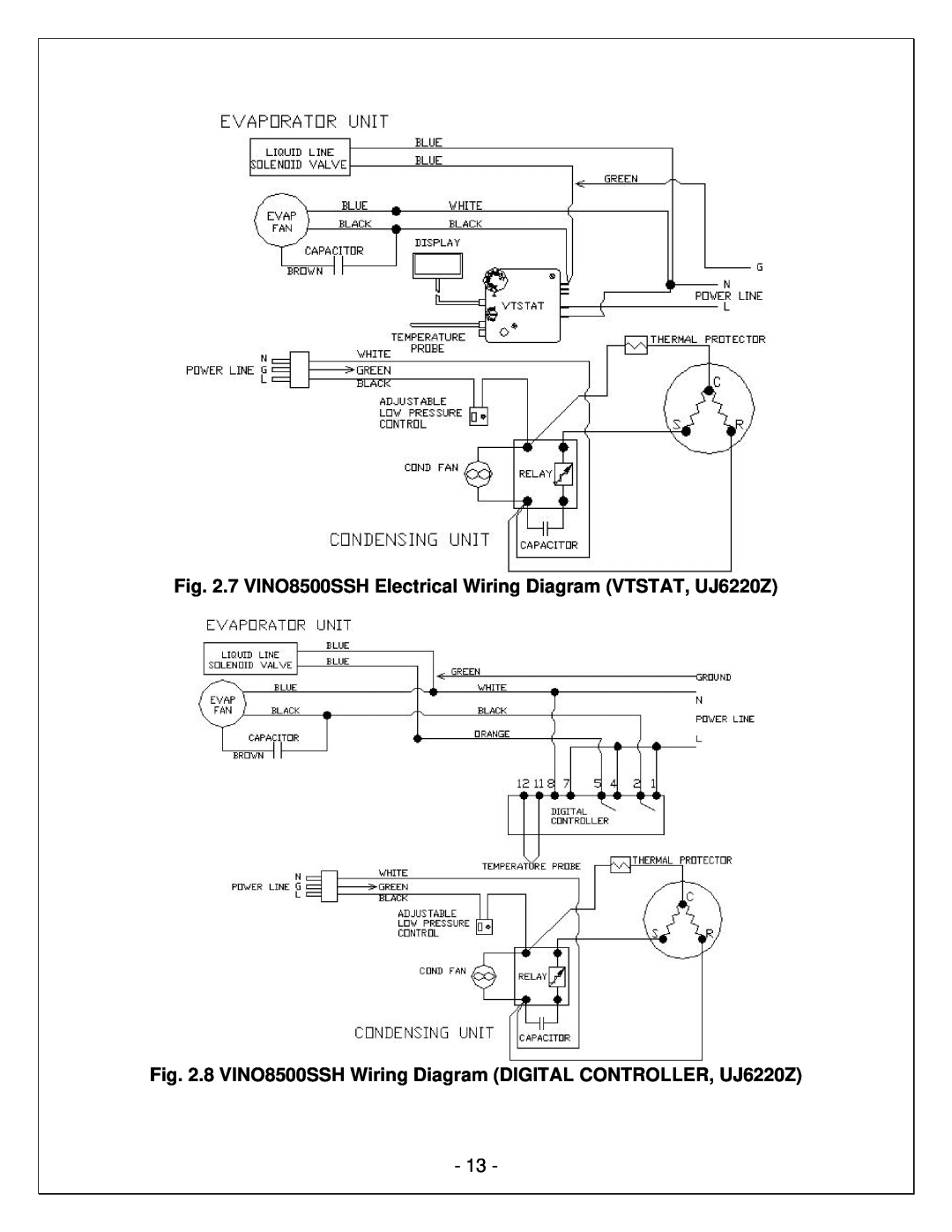 Vinotemp WM-65SFCH, VINO6500SSH, VINO4500SSH, WM-85SFCH, WM-850SCU 7 VINO8500SSH Electrical Wiring Diagram VTSTAT, UJ6220Z 