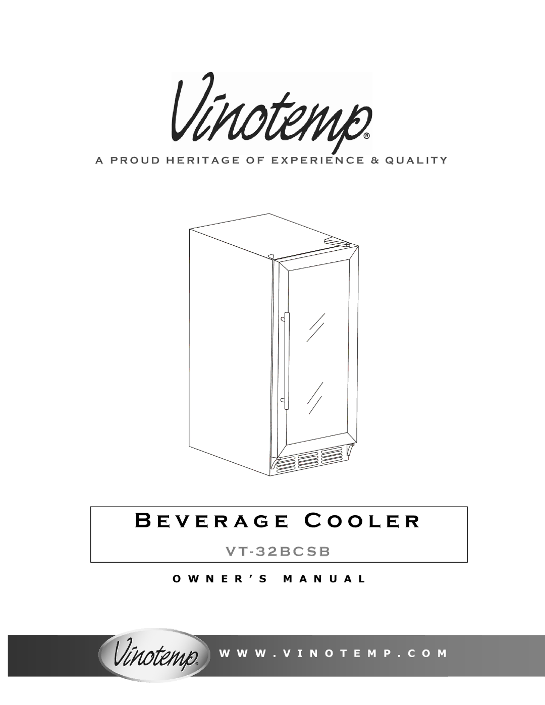 Vinotemp VT-32BCSB manual V E R a G E C O O L E R 