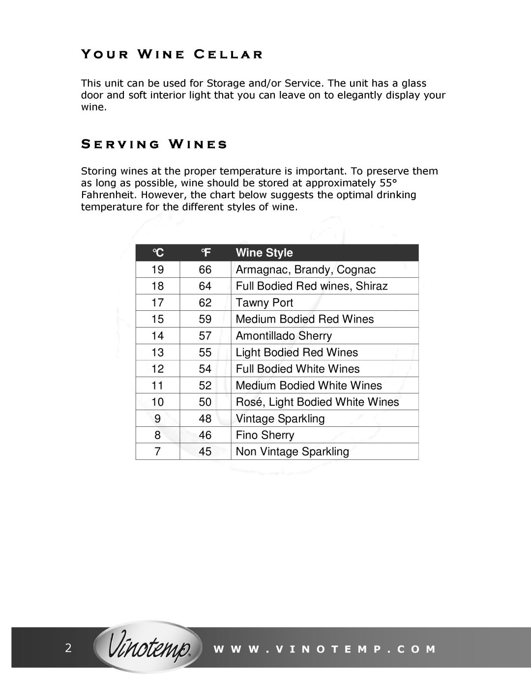 Vinotemp VT-34 TS owner manual Wine Style 