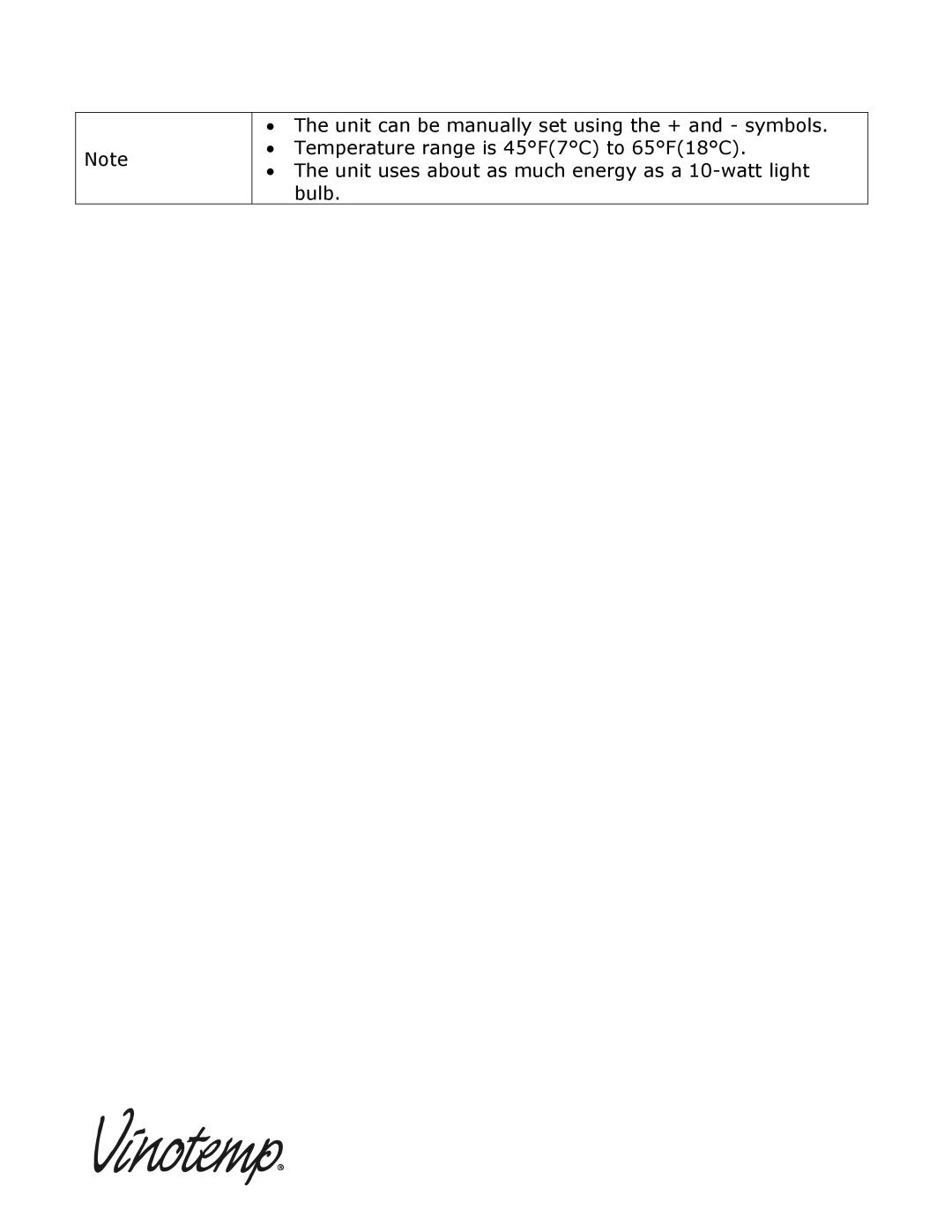 Vinotemp VT-50SBW instruction manual 800 