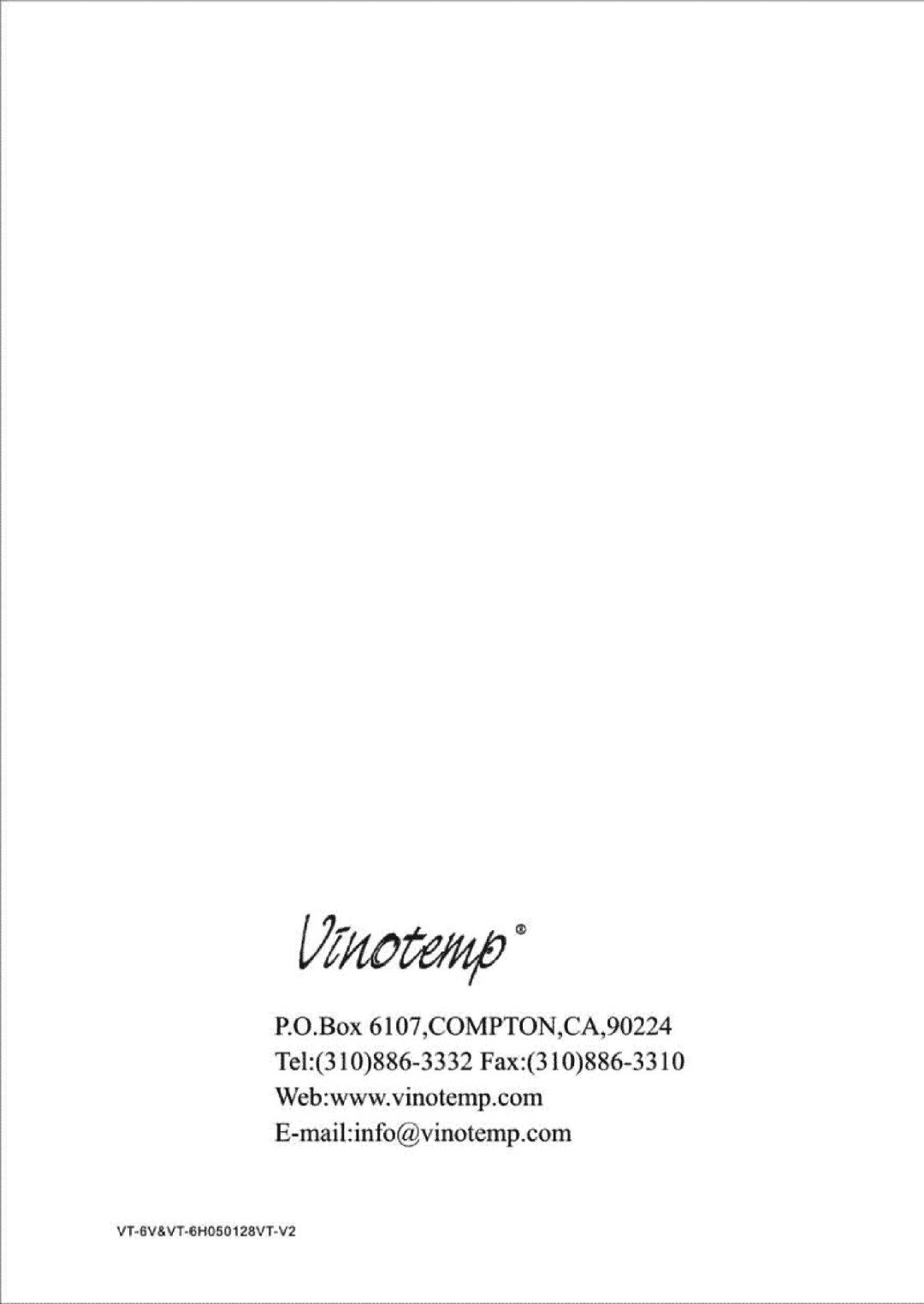 Vinotemp VT-6V, VT-6H manual 