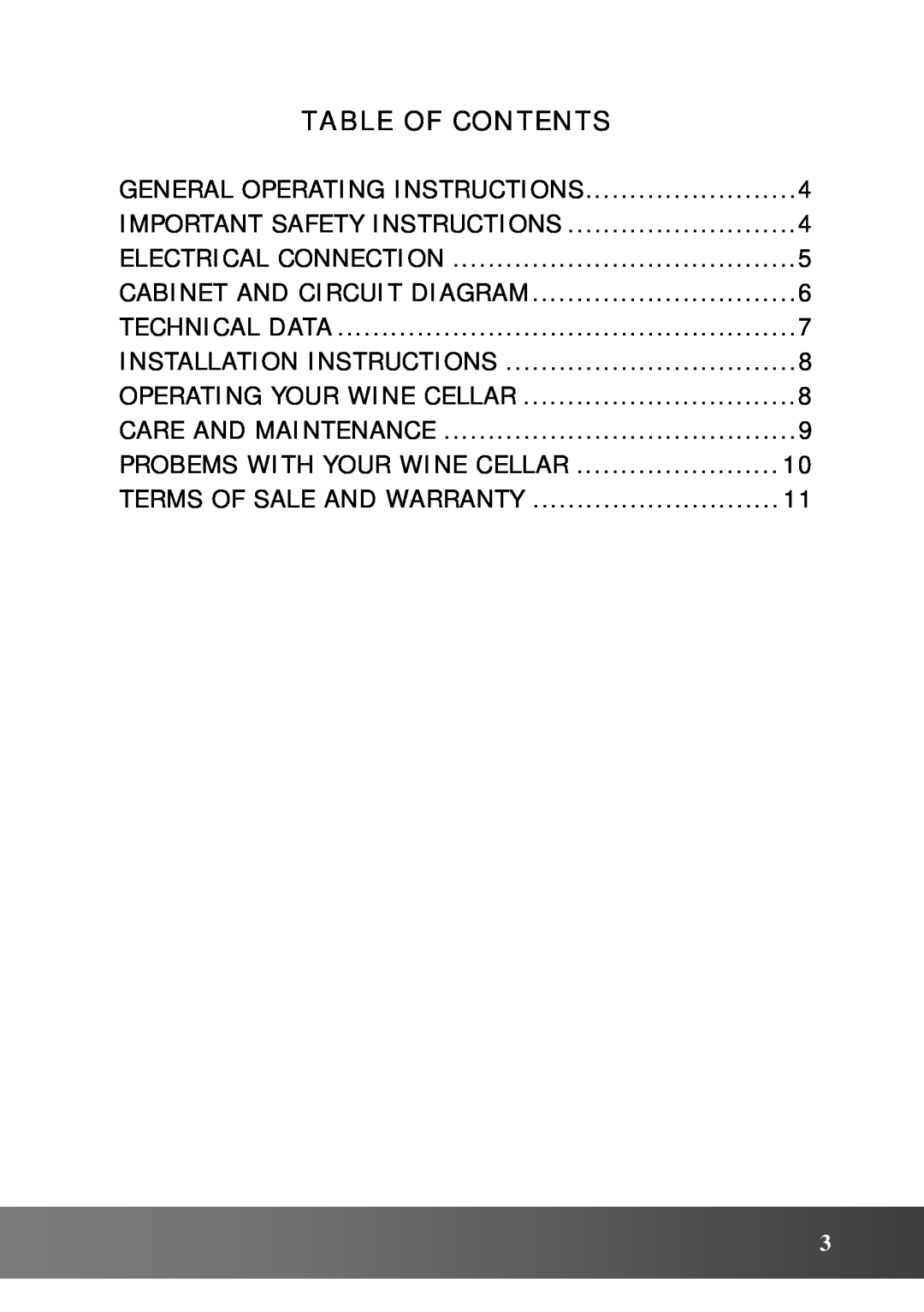 Vinotemp VT48TEDS2Z owner manual Table Of Contents 