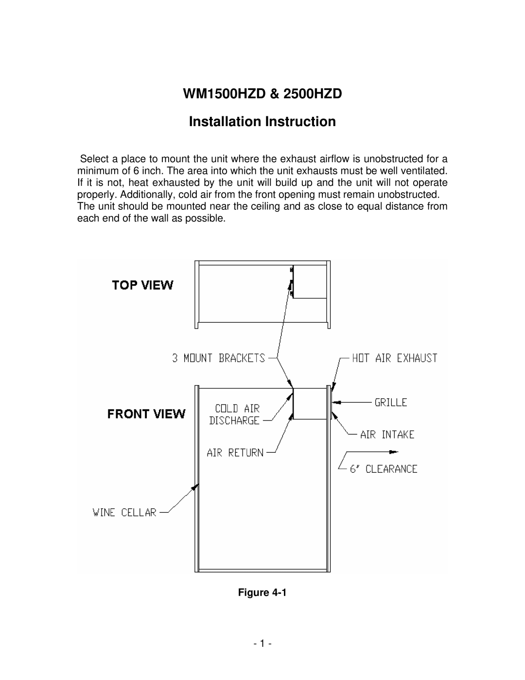 Vinotemp installation instructions WM1500HZD & 2500HZD Installation Instruction 