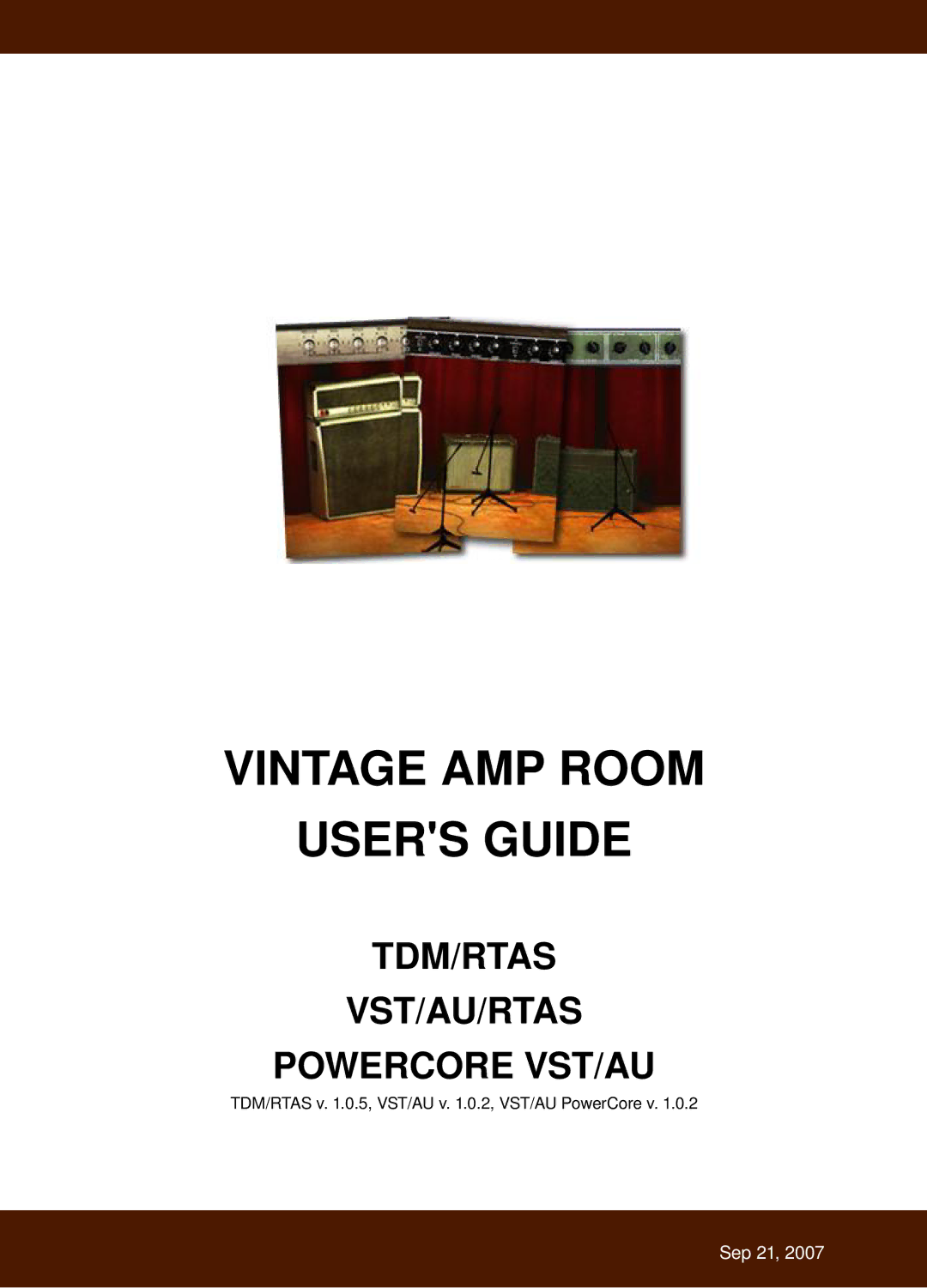 Vintage TDM/RTAS manual Vintage AMP Room Users Guide 