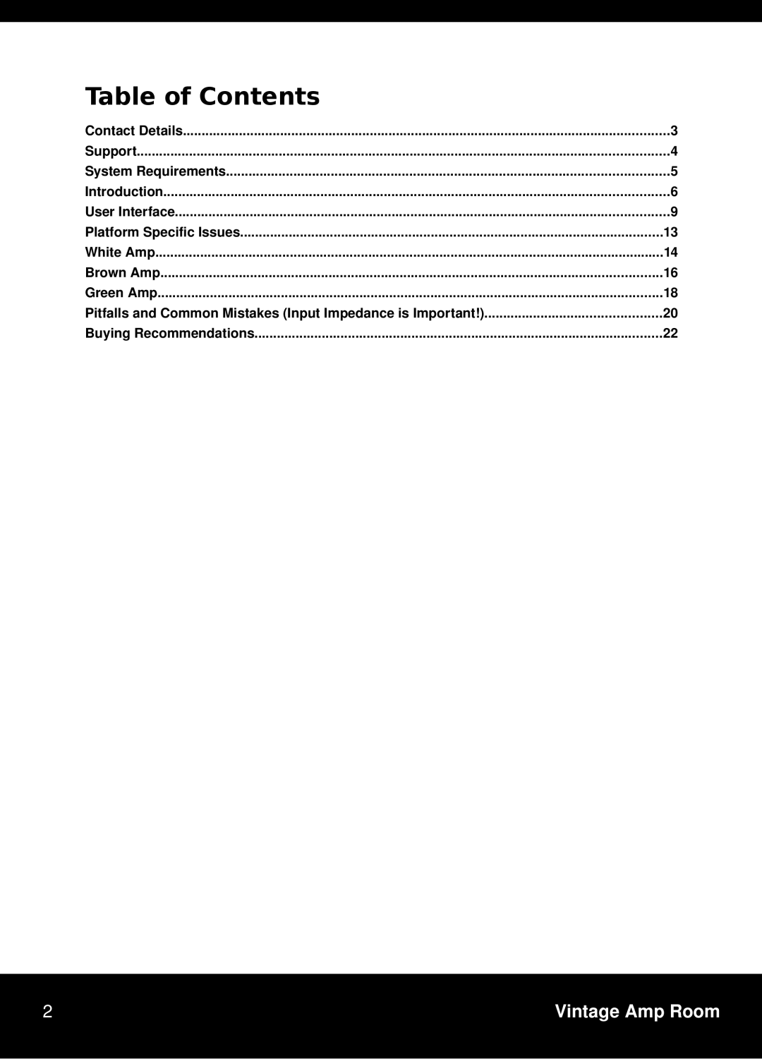 Vintage TDM/RTAS manual Table of Contents 