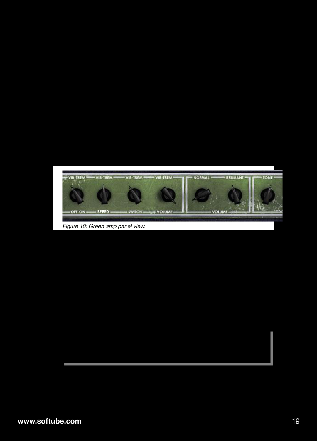 Vintage TDM/RTAS manual Knobs, Green amp panel view 