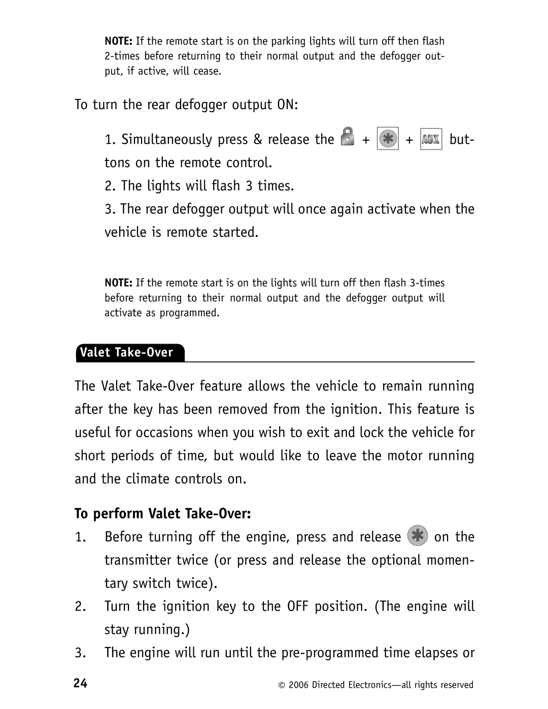 Viper 5500 manual To perform Valet Take-Over 