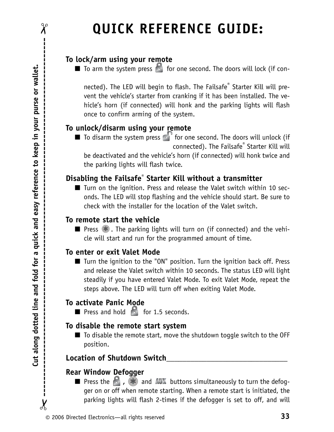 Viper 5500 manual Quick Reference Guide 