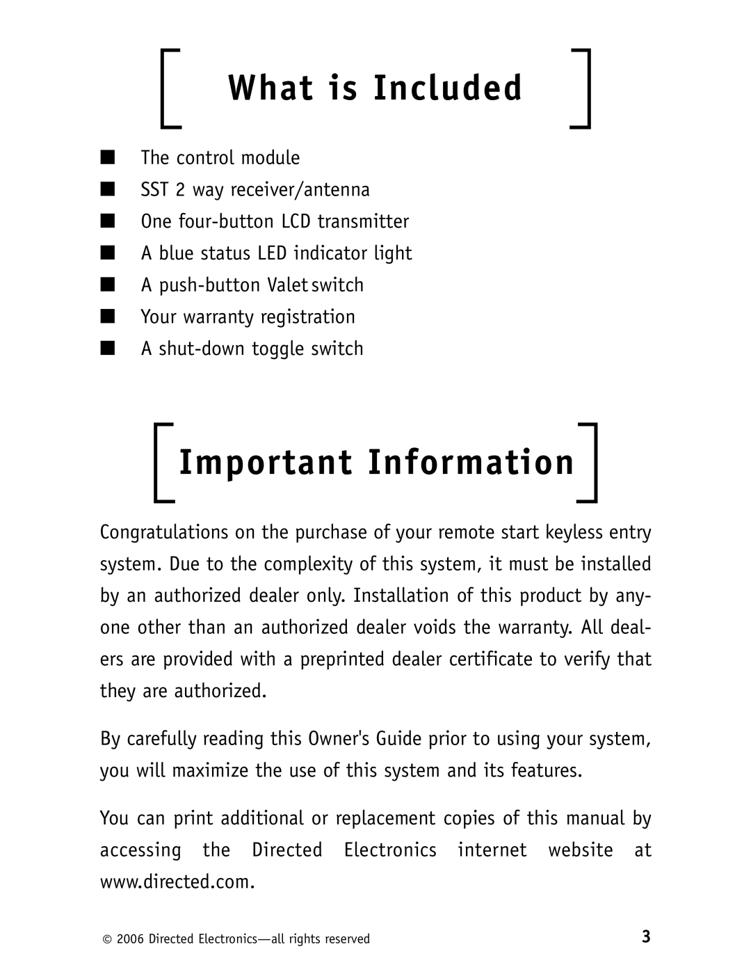 Viper 5500 manual What is Included, Important Information 