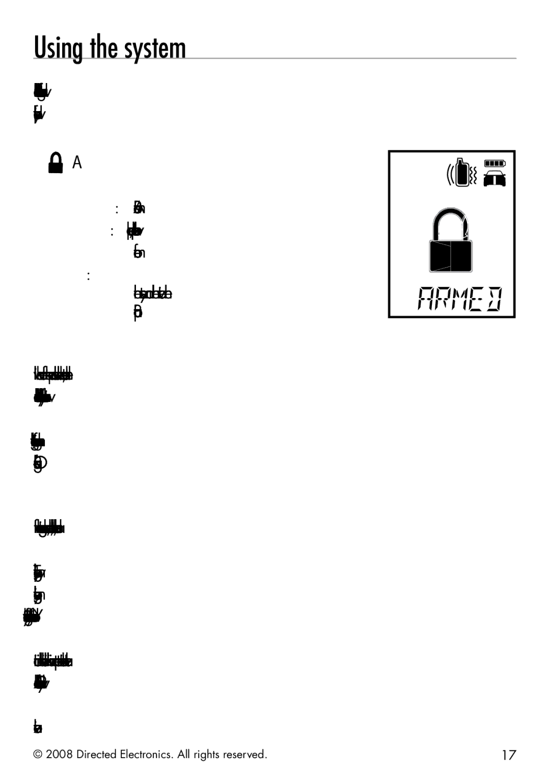 Viper 5901 manual Using the system, Arm, If errors are found when arming 