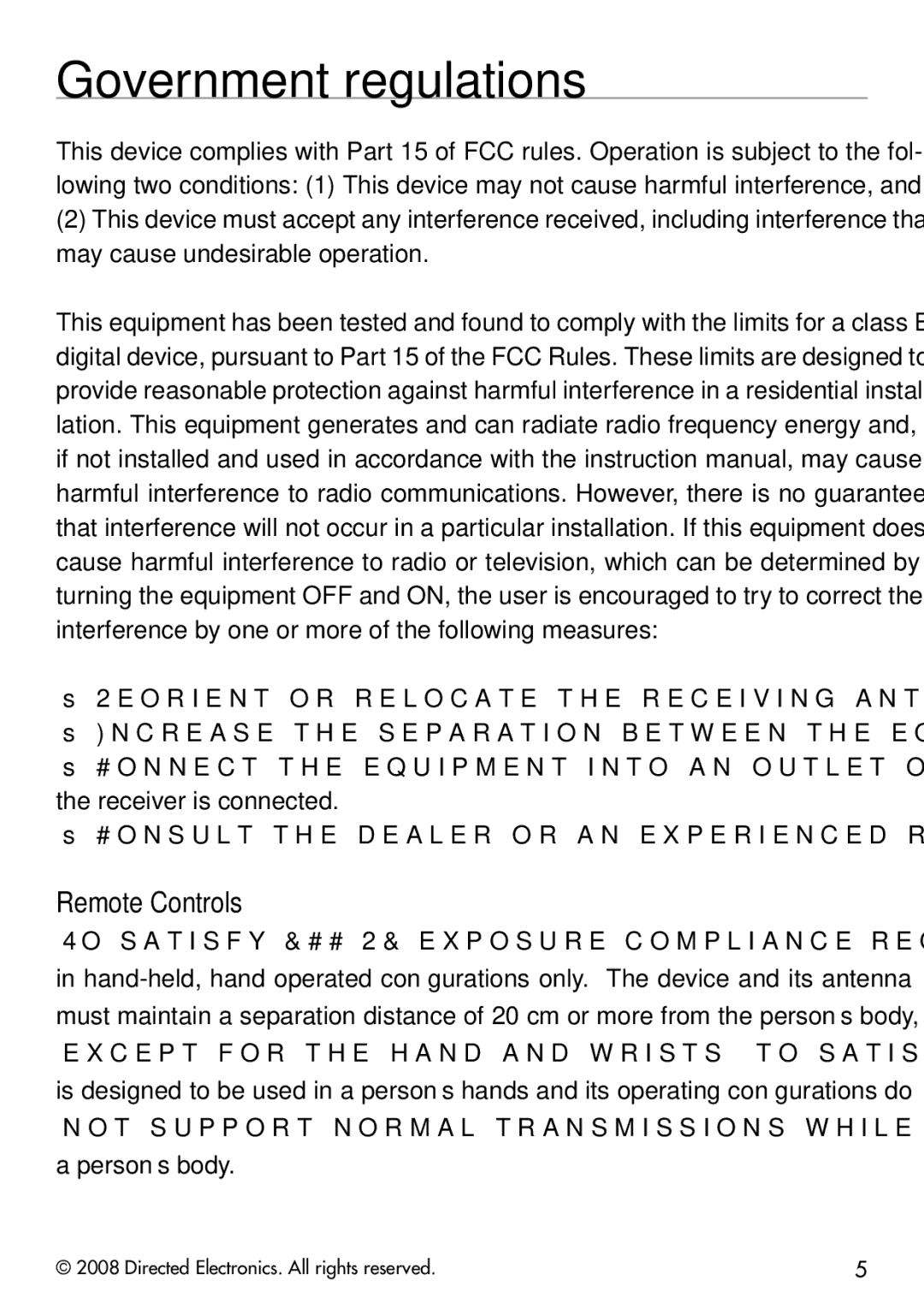 Viper 5901 manual Government regulations, Remote Controls 