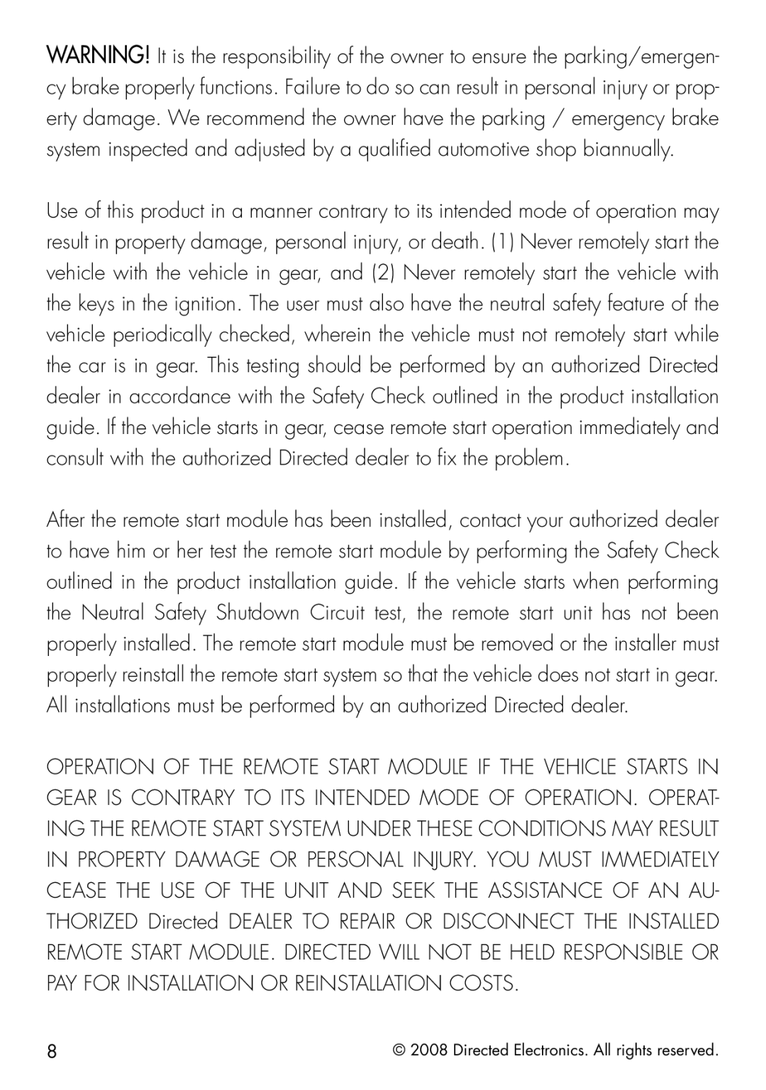 Viper 5901 manual Directed Electronics. All rights reserved 