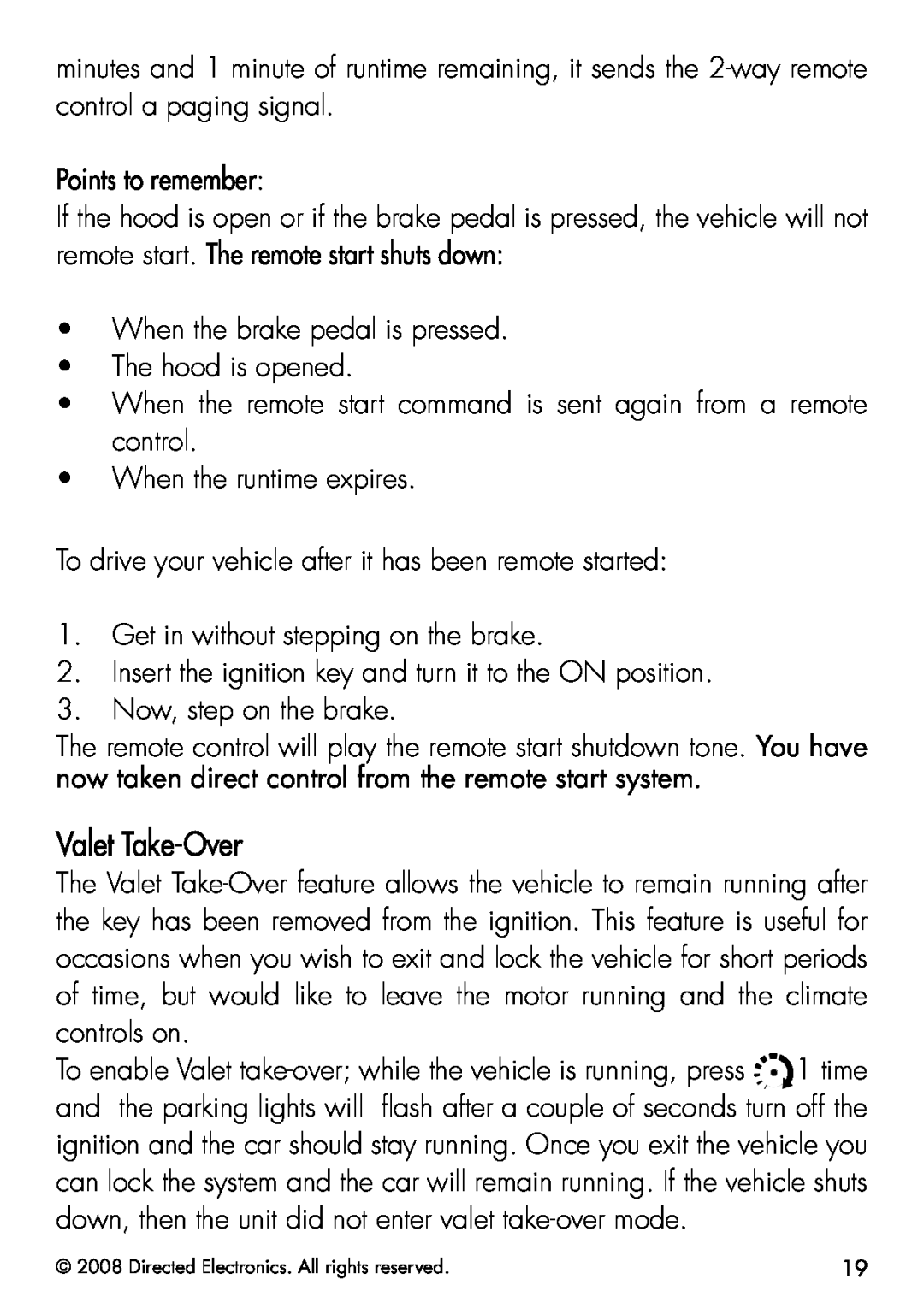 Viper 5901 manual Valet Take-Over 