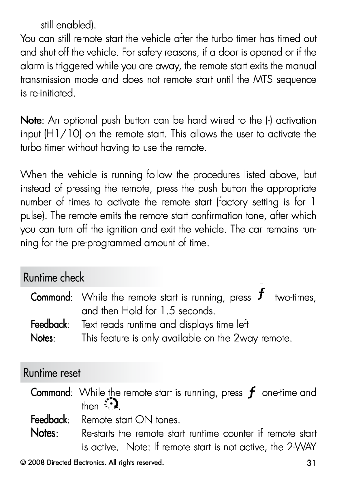 Viper 5901 manual Runtime check, Runtime reset 