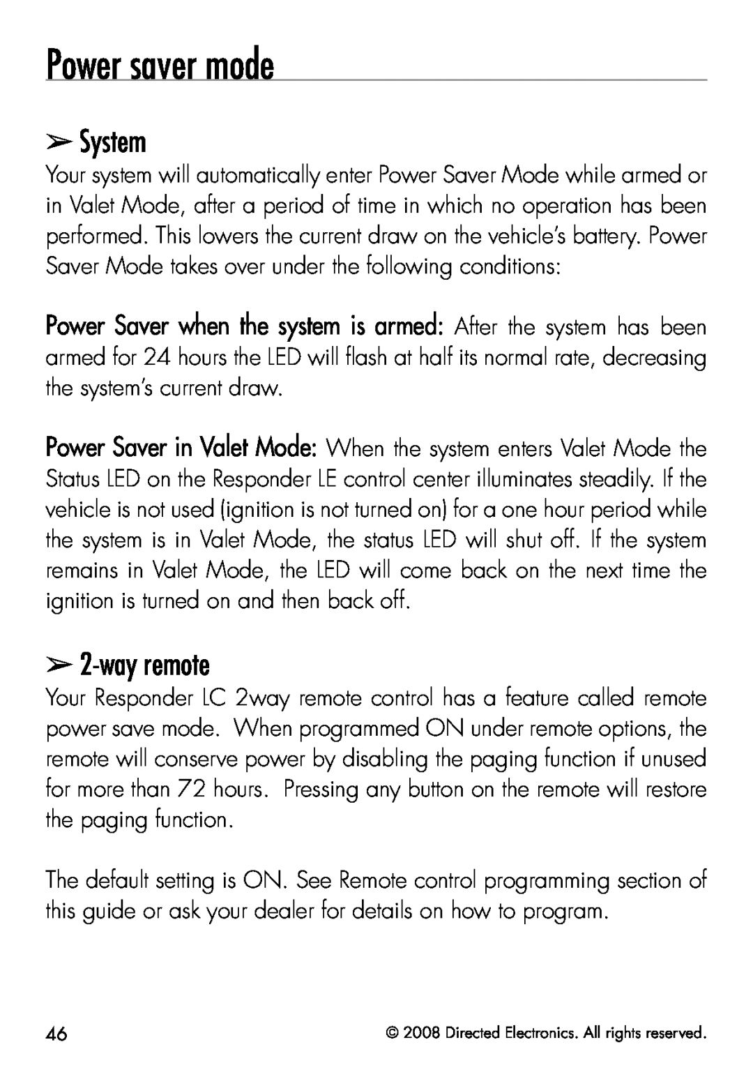 Viper 5901 manual Power saver mode, System, way remote 
