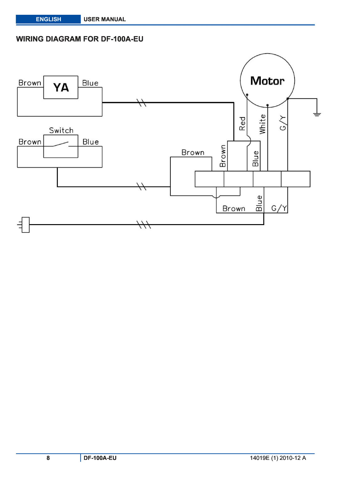 Viper user manual WIRING DIAGRAM FOR DF-100A-EU, English 