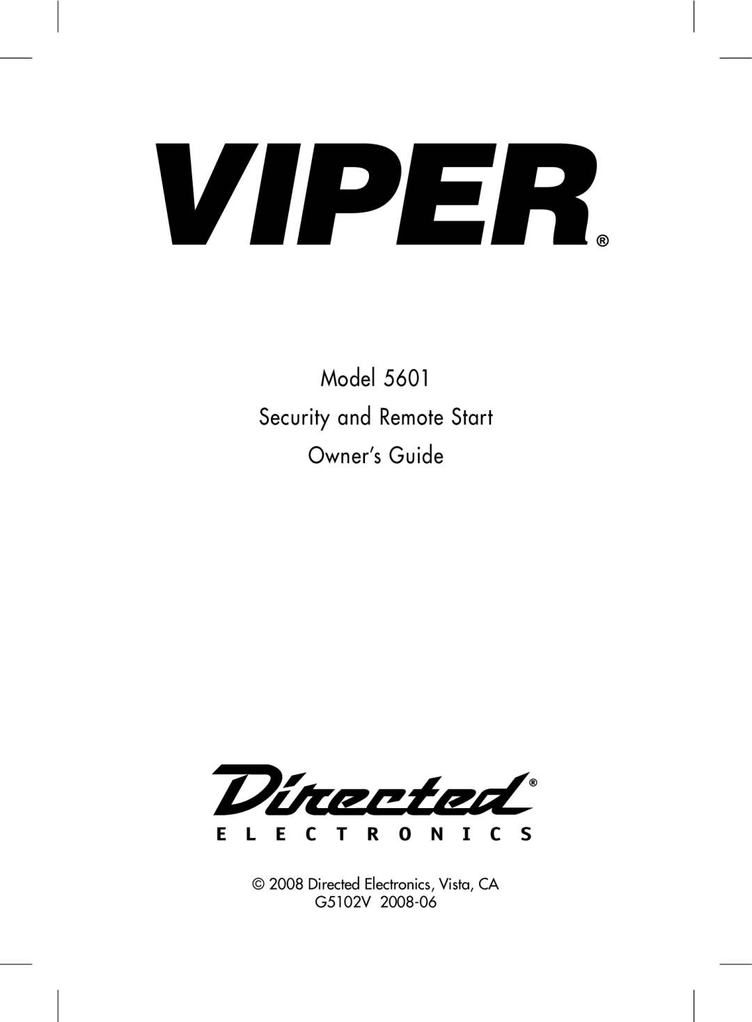 Viper G5102V manual Model Security and Remote Start Owner’s Guide 