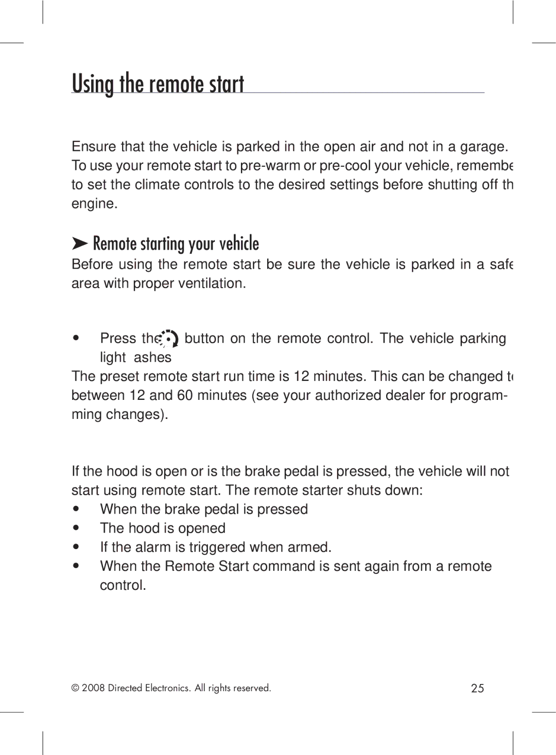 Viper G5102V manual Using the remote start, Remote starting your vehicle, Points to remember 