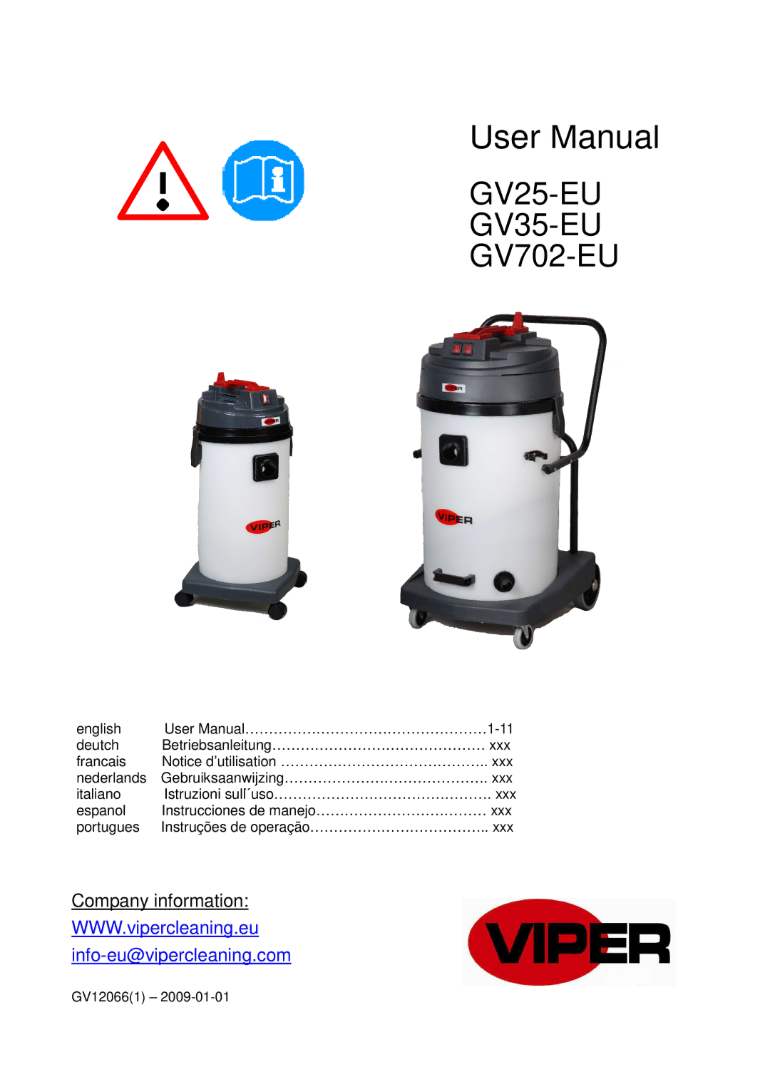 Viper GV702-EU user manual GV25-EU GV35-EU 